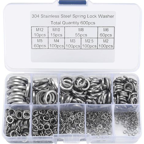 600 Rondelles Élastiques Inox V2A DIN127, Tailles M2 à M12 (1/5)