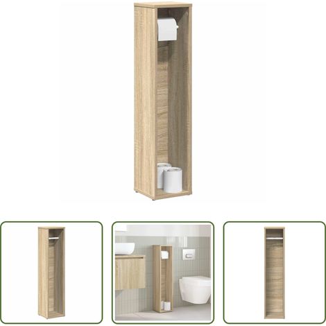 vidaXL Toilettenpapierhalter - Badezimmerschrank mit Rollenhalter Sonoma-Eiche 20,5x20x90 cm (1/5)