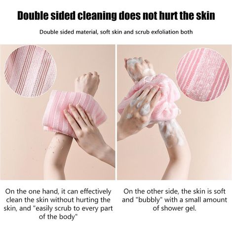 Gant exfoliant pour le dos, brosse de douche corporelle, serviette nettoyante pour le dos, lot de 2, idéale pour la salle de bain, exfoliation profonde et douce, pour homme et femme. (1/5)