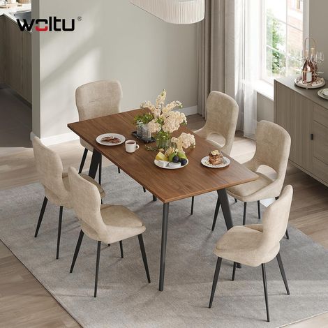 WOLTU Sedie Set di 6 Sedie da Pranzo Sedie da Cucina per Sala da Pranzo, Chenille, Cachi