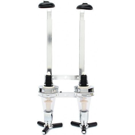 Butler bar bottle holder, beverage dispenser stand, wall-mounted (double head) (1/5)