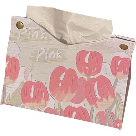 Housse en similicuir rose pour boîte à mouchoirs grande taille, couverture mignonne en PU pour chambre, salon, voiture (1/5)