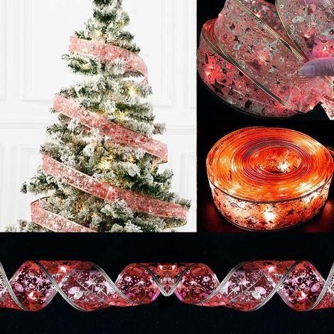 Guirlande lumineuse dextérieur　Guirlandes Lumineuses à Ruban Brillant,Guirlande Lumineuse de Noël en Ruban LED 2M, Ruban Sapin Noël LED,Arc en Dentelle DIY à Piles Décor de Noël Sapin Vacances Intérie (1/5)
