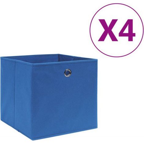 Aufbewahrungsboxen – 4er-Set – 28 x 28 x 28 cm – Vliesstoff – Blau (1/5)