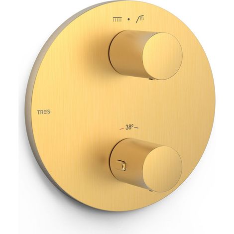 TRES 26225001OM THERM-BOX Pieza Vista para Caja Empotrada de 2 Vías Color Oro Mate 24K - ref: 26225001OM