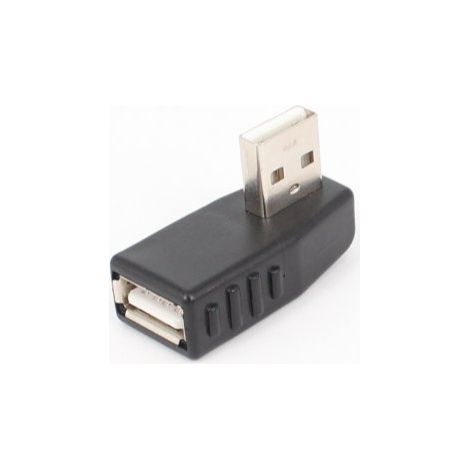 Right angle USB 2.0 male to female adapter for computer extension cables, connecting to a 90 degree angled (male to female) plug. (1/5)