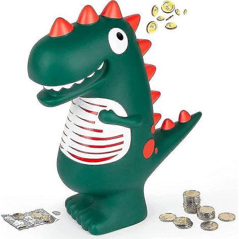 Dinosaur Piggy Bank, Small Plastic, Indestructible