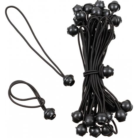 MFH Spanngummi mit Kugel, schwarz, 25er Pack