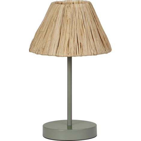 OSRAM Lampe à poser Decor Raffia vert et marron en raphia et métal, E27, diamètre 200 mm, abat-jour en matériau recyclé, durable grâce à sa source lumineuse remplaçable, montage simple (1/5)
