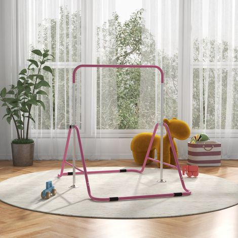 Barres parallèles pliables pour enfants, hauteur réglable de 88 à 128 cm, roses (1/5)