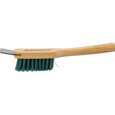 Brosse de nettoyage avec racloir intégré ARNOLD pour outils de jardin – manche en bois, lame acier inoxydable, 1 pièce (1/5)