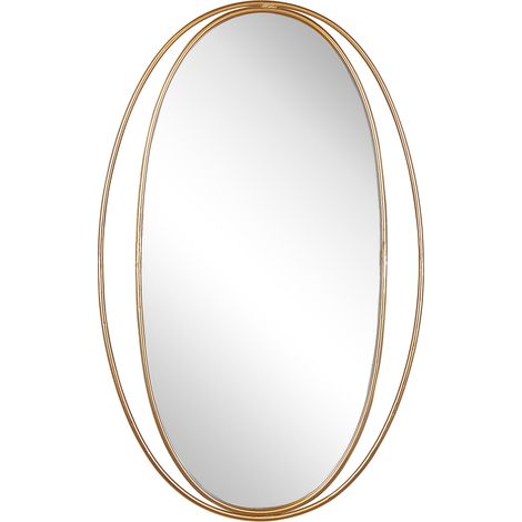 Espejo colgante de pared ovalado dorado 90 x 55 cm decoración salón estilo glam Besson