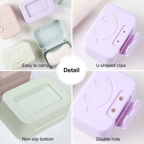 Porte-savon de voyage étanche (lot de 4) avec couvercle – Boîte à savon portable et étanche pour la maison, la salle de bain, le (1/5)