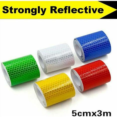 VURAHOME - Ruban réfléchissant -5 pièces Ruban d'avertissement de sécurité de 5 cm x 3 m, forte adhérence et étanche, haute visibilité hautement réfléchissante, 5 couleurs (1/4)