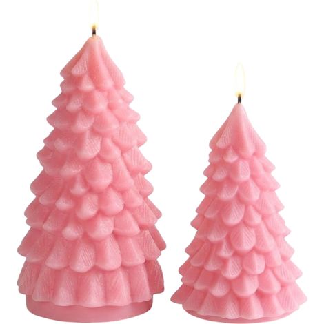 Candele LED Batteria Alberi Natale Decorative Rosa 2 pz (1/5)