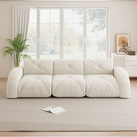 Canapé modulable 3 places sans cadre en chenille, 281 x 95 x 76 cm, beige clair (1/5)