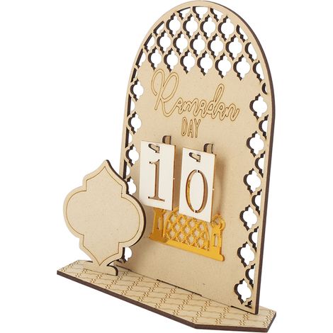 Calendrier de compte à rebours du Ramadan, ornement décoratif en bois, calendrier de l'Aïd à faire soi-même pour la maison, les fêtes, type C (1/5)