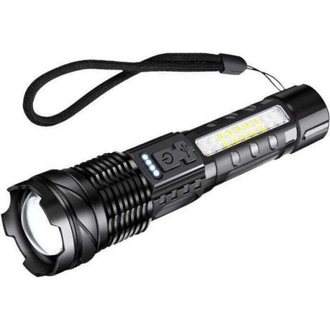 Wiederaufladbare LED-Taschenlampe, ultrahelle, zoombare taktische Taschenlampe mit 7 Leuchtmodi, IPX6 wasserdichte Taschenlampe für Camping, Outdoor-Aktivitäten, Angeln und Notfälle - Crezuo