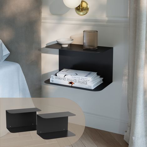 Wandnachttisch 2er Set Notodden Stahl 40x23x23 cm Schwarz [en.casa] (1/5)