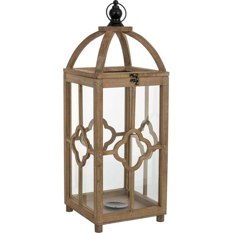 Farol de madera 23x23x63h cm