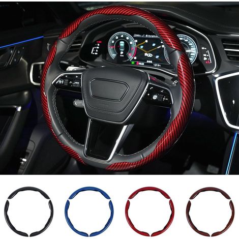 Coprivolante universale in fibra di carbonio rossa da 14-16 pollici con bottoni a pressione, antiscivolo, antigraffio, regalo per guidatori (1/5)