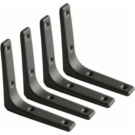 Équerre Étagère Murale, Équerre Métal Mat Noir, Support Étagère Métal pour Déco Cusine, Équerre Charge Lourde, 100mm100mm, 4pcs (1/4)