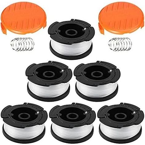 Replacement Spool for Black+Decker AF-100 Self-Feeding Strimmer (6/8 Spools, 2 Caps, 2 Springs) (6 Pieces) (1/5)