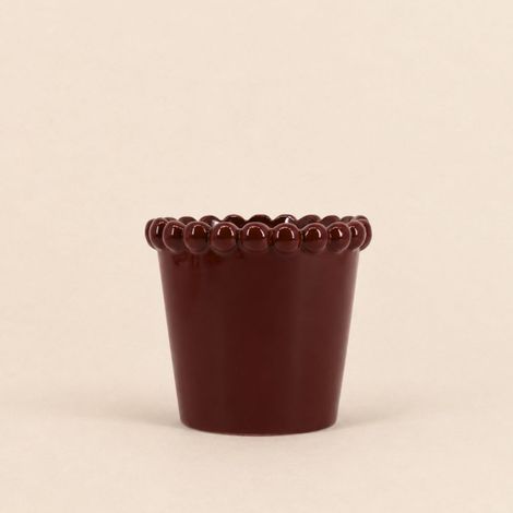 Cache-pot en céramique avec perles bordeaux 16cm (1/5)