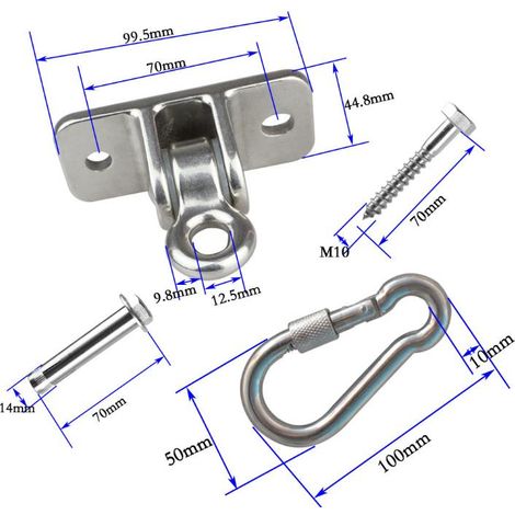 Accessoires de balançoire, anneau balançoire balançoire cadre fixe plaque de suspension de yoga en acier inoxydable boucle fixe avec écrou mousqueton deux pièces (1/4)