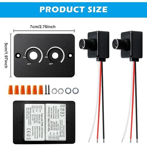 Led Light Dimmer Pwm DC 12v 5a Switch, Dimmer Switch For Lights For Camper, Boat, Trailer, Truck (1/4)