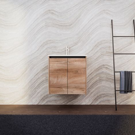 Inda - Mobile bagno L.60 con lavabo opaco / Rovere naturale 2