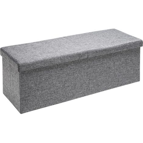 Banc de rangement - 80 x 40 x 40 cm, 100 L, aspect lin - Gris clair (1/5)