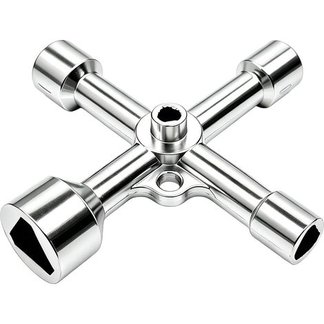 Clé Triangle Universelle 4 Voies 5 Tailles, Clé Triangle Multifonction pour Armoire Électrique, Compteur EDF, Poubelle, Ascenseur et Installation de Sécurité, Alliage de Zinc Robuste.