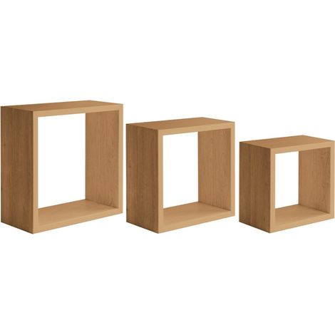 Kubischer 3er set wandregal mod. InCubo Slim farbe eiche tabak (1/4)
