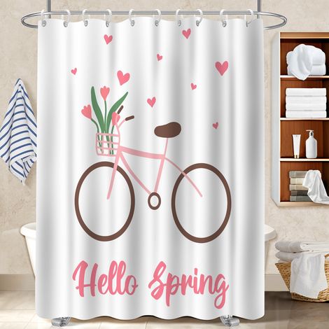 Rideau de douche en polyester 180x180 stylé bâche de douche pour baignoire asymétrique (1/5)