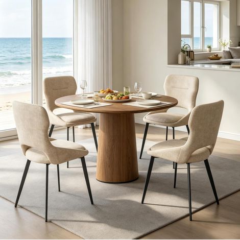 Chaise salle manger chenille kaki lot de 4 HAVRYA (1/5)