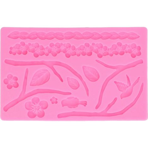 Lebensmittelechte Silikonform mit Zweigblüten für Gebäck- und Süßwarenherstellung, leicht zu lösen und verschiedene Formen für Kuchen, Brot usw. (1/5)
