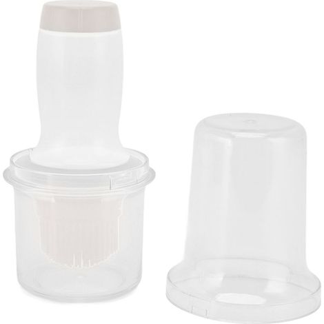 Bouteille distributeur d'huile 60ml en silicone alimentaire avec pinceau, distributeur à pompe pour cuisson, isolation thermique, couleur gris blanc (1/5)