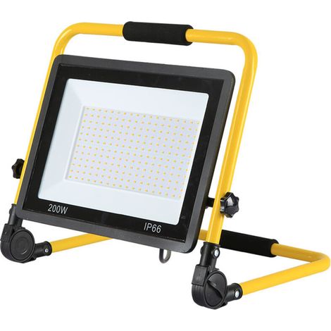 Projecteur de Chantier LED 200W,4480LM,Lampe Chantier avec Prise,étanchéité e Portable,Lampe de Travail Mince et Léger, Rotation à 360°,Super Brillante,Lumière Blanche 6500K (1/5)