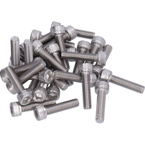 30 Vis à tête cylindrique creuse M6 en Acier Inoxydable 304, 25mm - Lot de 30 - DIN 912, A2-70