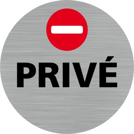 Pictogramme Privé (Q0458).- Plaque aluminium brossé - Diamètre 76 mm (1/5)