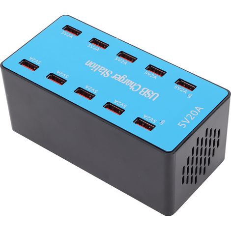 Station de charge USB WLXA5B à 10 ports, 100 W, multiport, intelligente, à charge rapide, 100-240 V (prise UE)