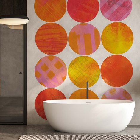 Papier peint graphique rose orange papier peint (1/5)