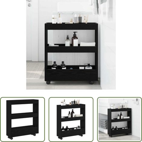 Rangement cuisine - Chariot de Rangement Étroit Chêne noir 60 x 18 x 70 cm (1/5)