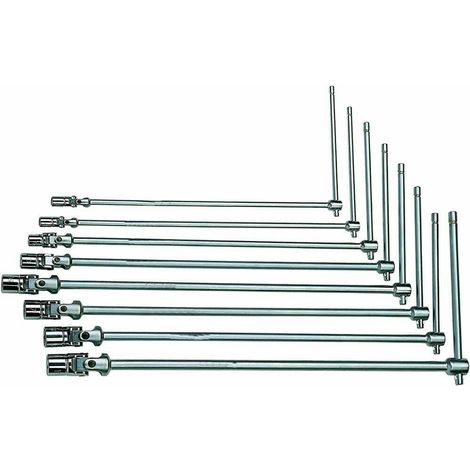 SET 8 PZ PEZZI CHIAVI A T DOPPIO SNODO LUNGHE 9 10 12 13 14 15 17 19 MM SNODATE