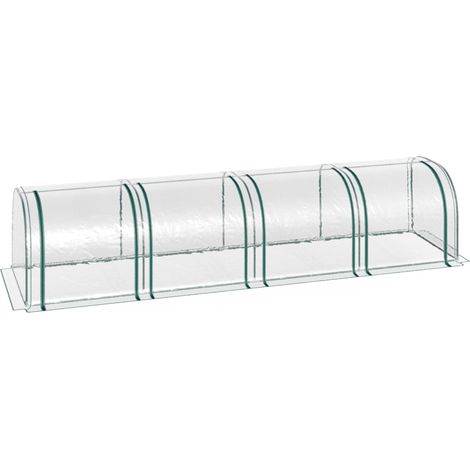 Tunnelgewächshaus mit 4 Fenstern mit Reißverschluss aus PVC und Stahl 395x100x80 cm (1/5)