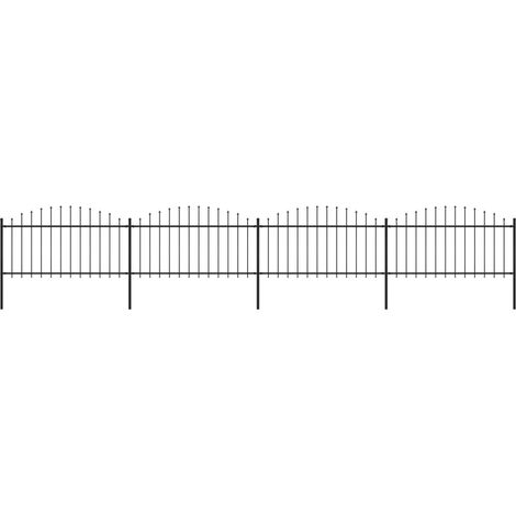Clôture de jardin,Barrière de jardin,Portail de jardin à dessus en lance Acier (1,25-1,5)x6,8 m Noir CNENE677969 (1/5)