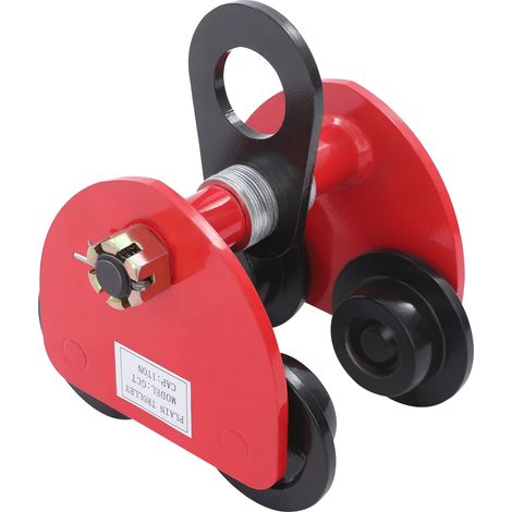 Chariot à poutre, capacité de 1 tonne, fonctionnement manuel, Rouge, 1000 Kg (1/2)