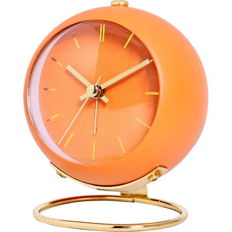 SIENTICE Despertador retro de escritorio con luz nocturna, silencioso y a pilas, para dormitorios (naranja)