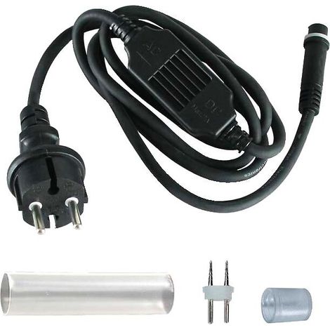 Pack connexion avec redresseur pour cordons LED 460W max – Cordon HO5RNF 2x1mm² – Gaine thermo adhésive – Embout de protection – Festilight